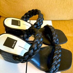 Dolce Vita Black Stella Woven Braided Heel Sandals 2.5” size 8.5